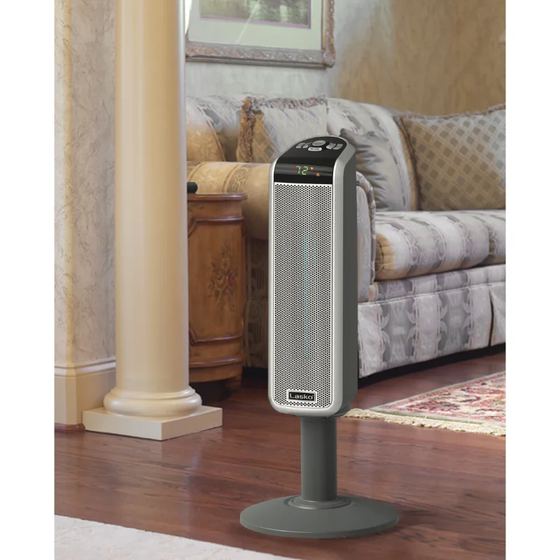 Lasko 1500W Ceramic Pedestal Electric Space Heater with Remote, 5397, Black