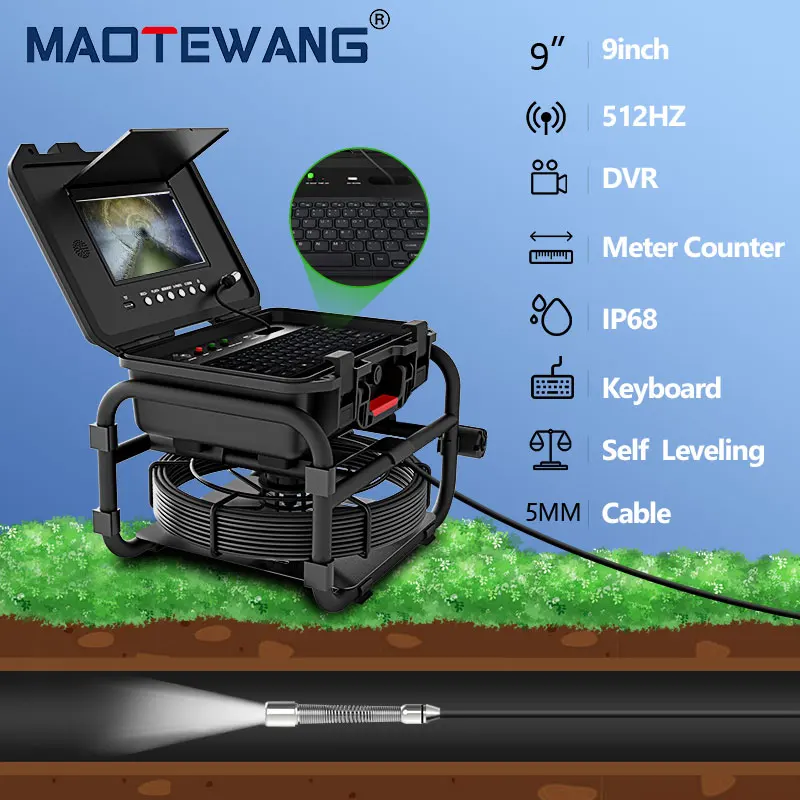 MAOTEWANG Sewer Camera 20m Pipe Inspection Camera Meter Counter HD 9inch  Monitor