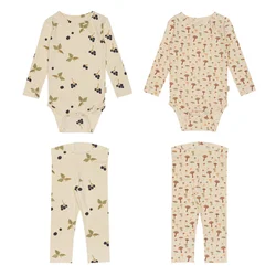 Ensemble de vêtements pour bébés, barboteuse à manches longues et pantalon, pour filles et garçons, costume pour nouveau nés, printemps, 2022 coton 