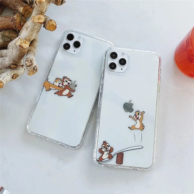 iphone 13 pro max case leather Funny Creative Chip 'n' Dale Clear TPU Mobile Phone Case for iPhone XR Xs Max 8Plus 11 12 13 Pro Max Cover case for iphone 13 pro max