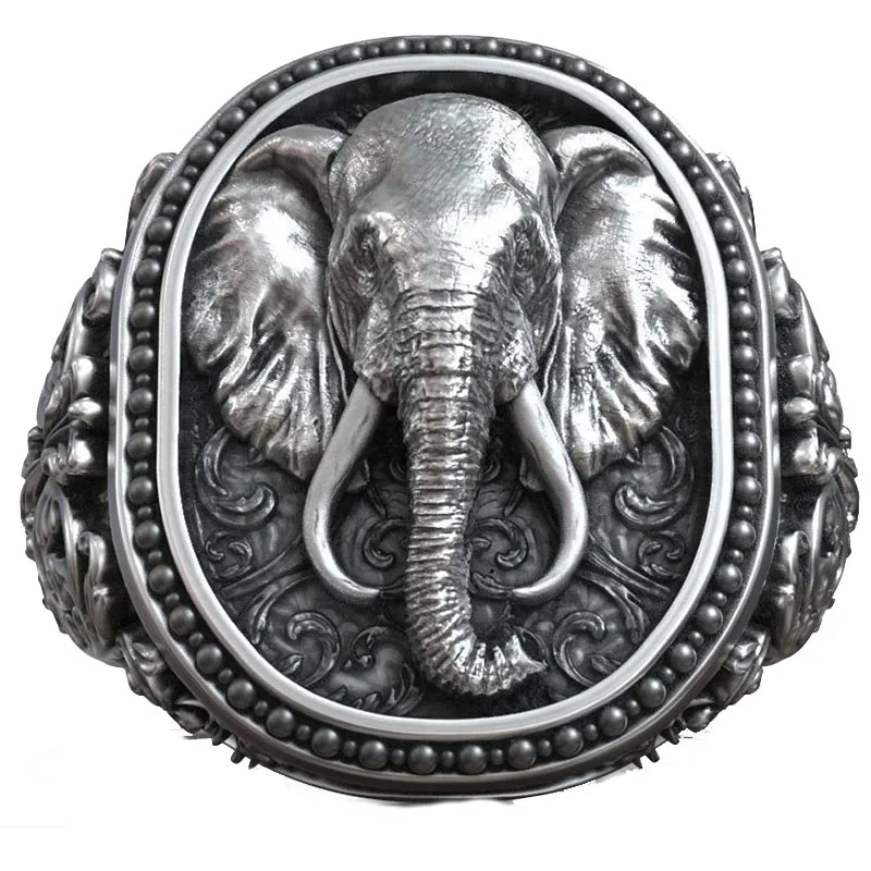 23g Elephant Head Antique Pattern Men Signet Art Relief Gold Rings Customized 925 Solid Sterling Silver Rings Many Sizes 6-13 23g elephant head antique pattern men signet art relief gold rings customized 925 solid sterling silver rings many sizes 6 13