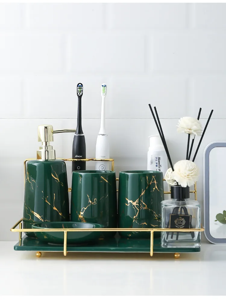 

Marble Grain Cosmetic Shelf-Rectangular Bathroom Storage Tray -Bathroom Accessories Set-Electric Toothbrush Holder-Makeup Storag
