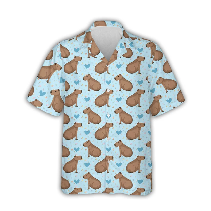 thumbnail image 1 of Camisa hawaiana para hombre, sudadera con estampado 3D de capibara para fiesta en la playa, camisa de manga corta de diseñador callejero, ropa para hombre de alta calidad, 1 of 5