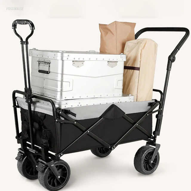 Kültéri Kerti Kocsik Kemping Kocsi Összecsukható Élelmiszerbolt Horgászkocsi Négykerekű Multifunkcionális Szupermarketek Bevásárlókocsik
