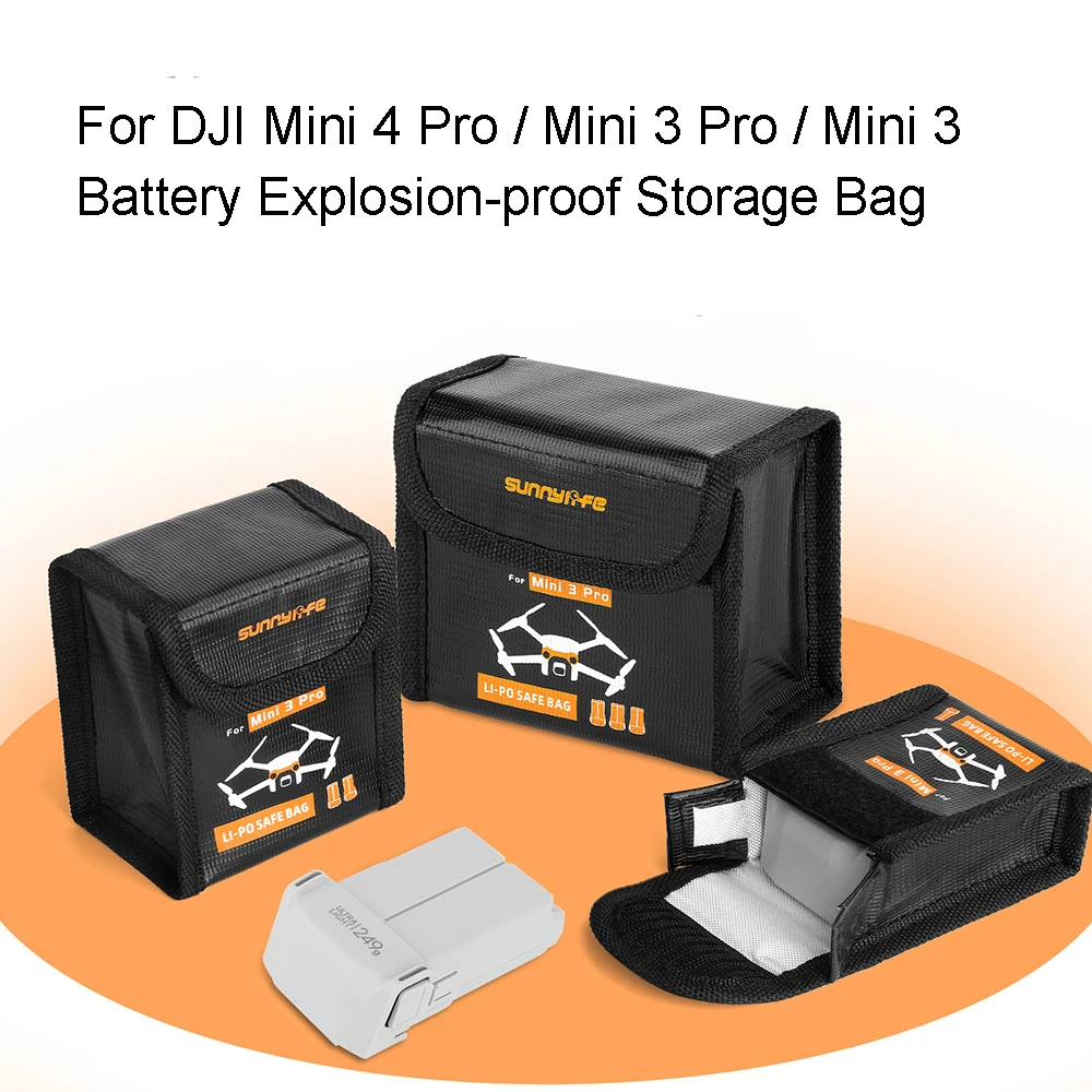For DJI Mini 4 Pro Battery Explosion-proof Bag, Lithium Battery Safety Storage Bag, Mini 3 Pro Flame Retardant Protection Bag