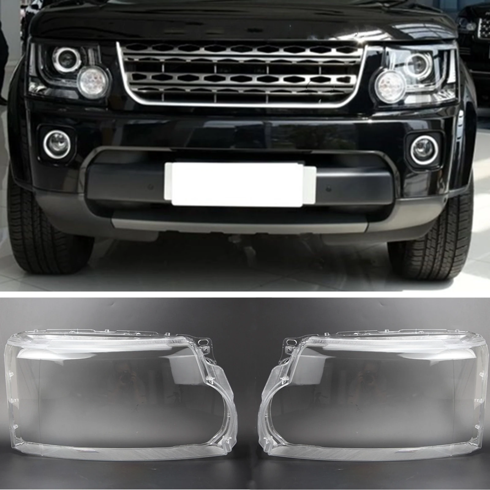 

Pair Headlamp Headlight Lens Cover For Land Rover LR4 Discovery 4 2014-2016 Clear Car Front Head Light Lamp Cap Shell Case Shade