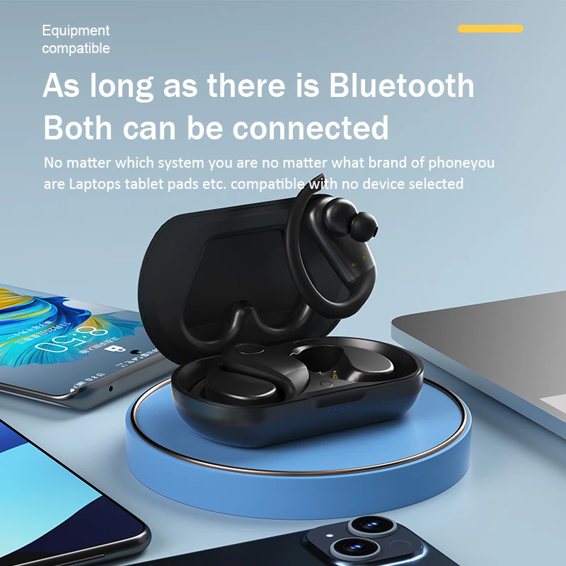 Sports Earhook Wireless Bluetooth Earphones Noise Reduction, Enc Ultra Long Battery Life, Waterproof, and Ear Friendly Wear