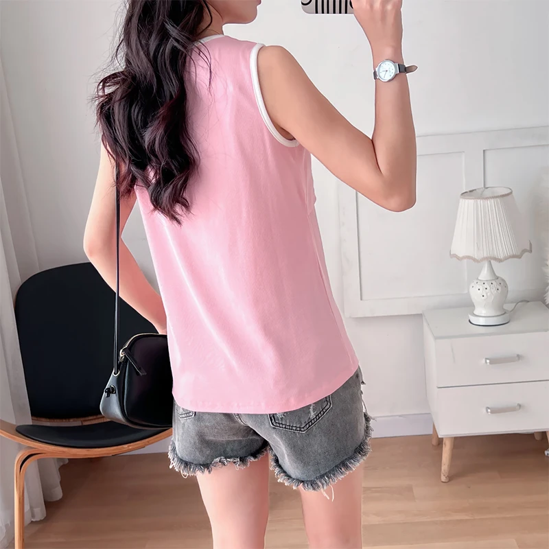 Solid Color All-Season Essential Nursing Tank Top Withe Built-in Brapads 8040B