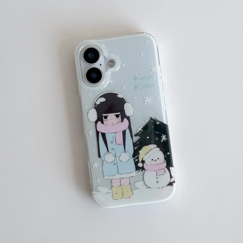 Cute Manga Girl Snowy Sky Phone Case - Trendy & Versatile Design