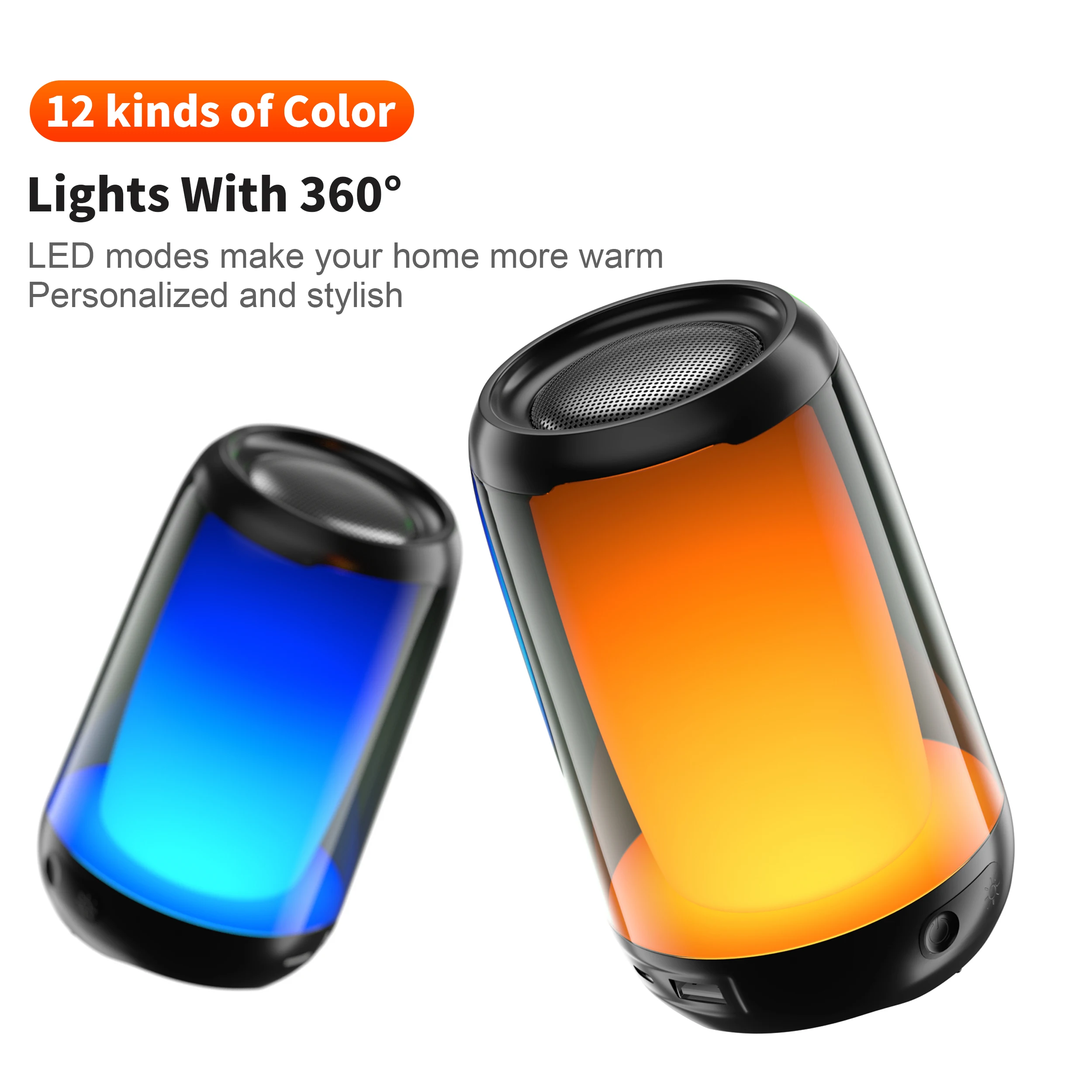 

Portable Bluetooth Speaker 12 kinds color lights Night Light Atmosphere Lamps 45MM Loudspeaker QERE Multiple connection modes
