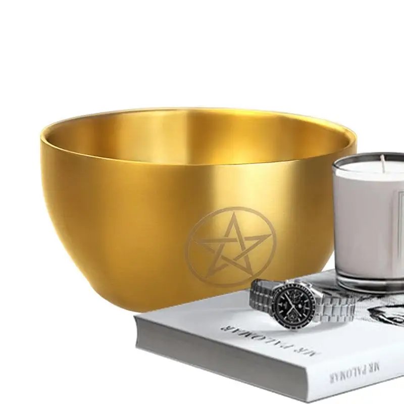 

Bowl For Tea Light Rustproof Stainless Steel Serving Bowl With Pentagram Pattern Home Decor Products For Kitchen Living Room