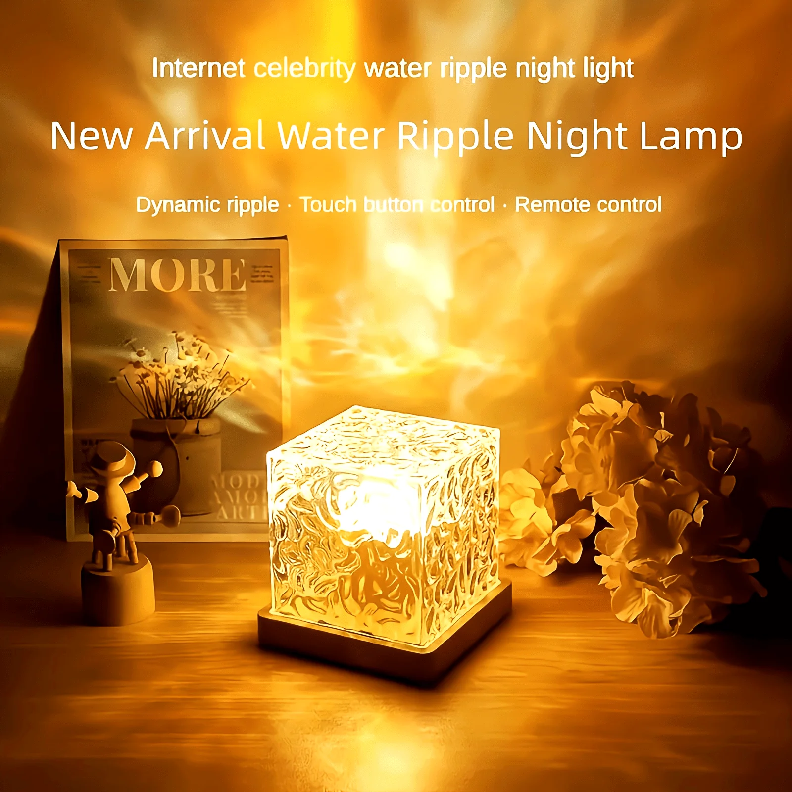 Ocean Wave Aurora Projector Light Remote 16 Colors RGB Dimmable Water Ripple Flame Crystal Lamp for Living Room Study Bedroom 2