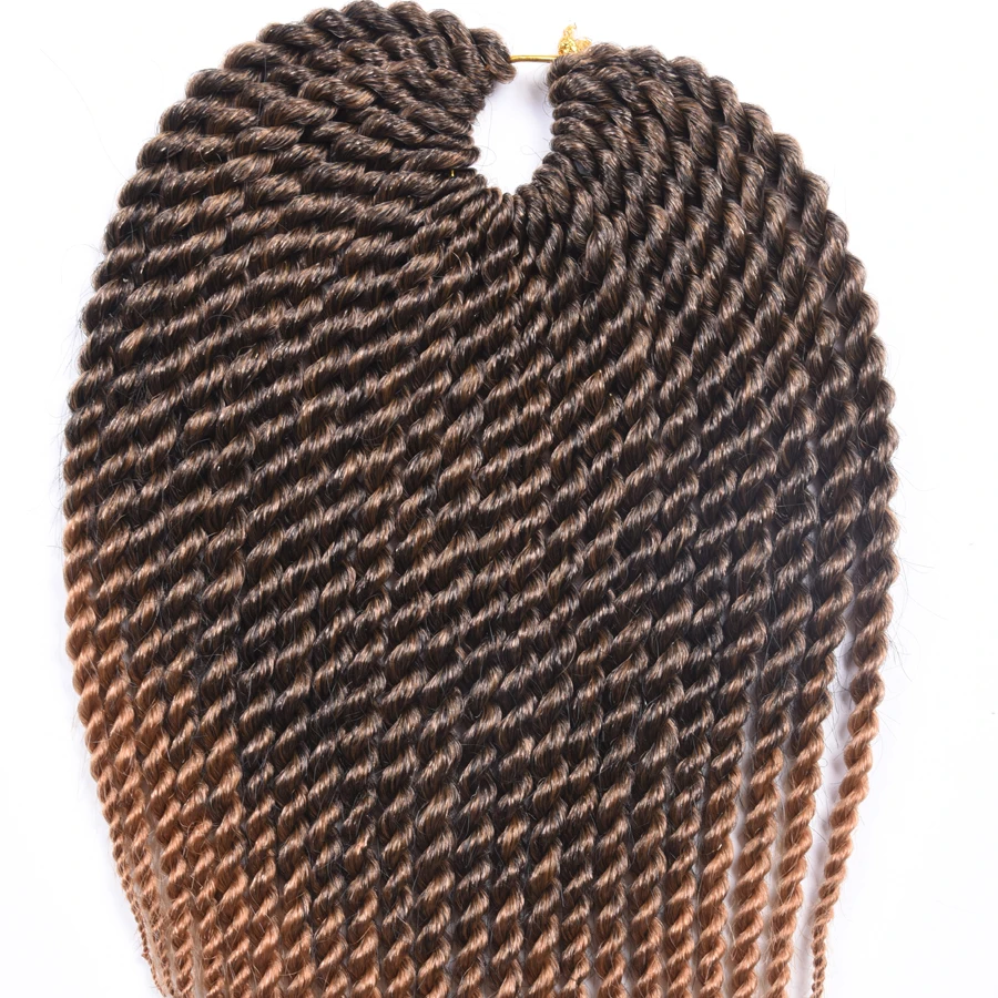 TOMO Synthetic Senegalese Twist Crochet Braids Ombre Brown Black Red Braiding Hair Crochet Hair Extensions for Women 22 Roots