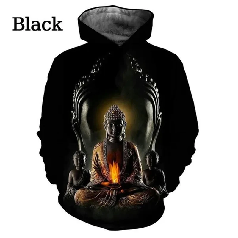 thumbnail image 1 of Sudadera con capucha con estampado 3D de Buda Shakyamuni para hombre y mujer, de gran tamaño, de manga larga, de diseñador, 1 of 5