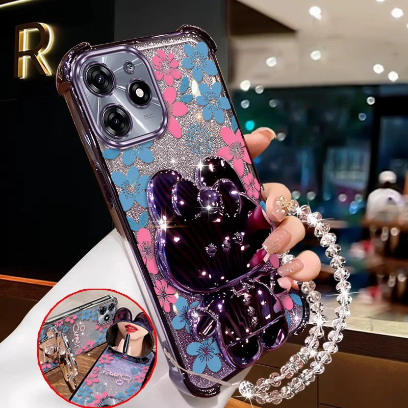 Elegant Floral Phone Case Set with Lanyard and Stand