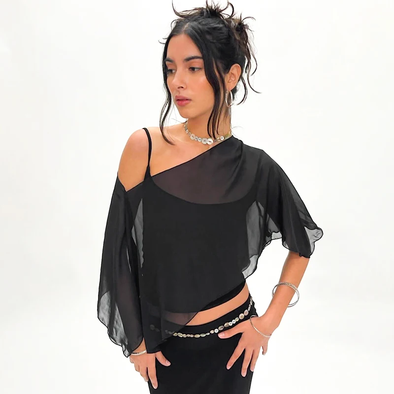 Camisole and Mesh Ruffled Hem Outfit