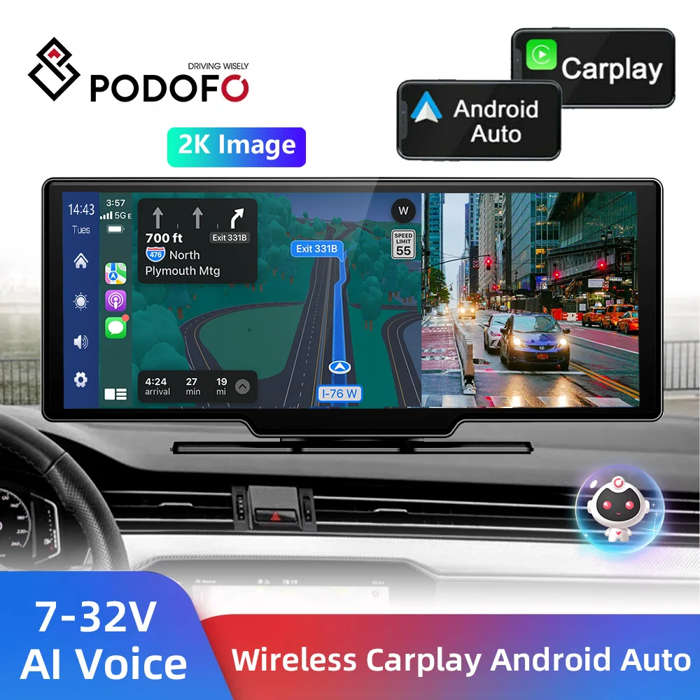 podofo car mirror video recording carplay