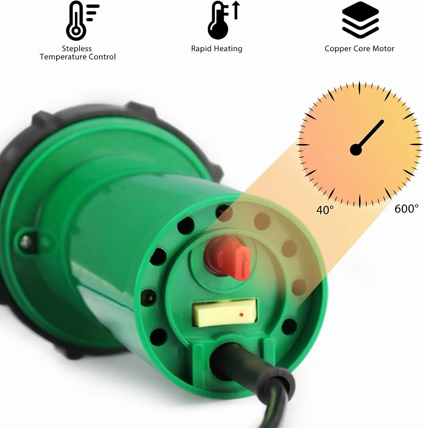 220V 1600W Plastic Integrated Welders 21pcs Hot Air Welding Torch Kit with Speed Nozzles Pe Roller PVC Plastic 20℃ - 600℃ 2
