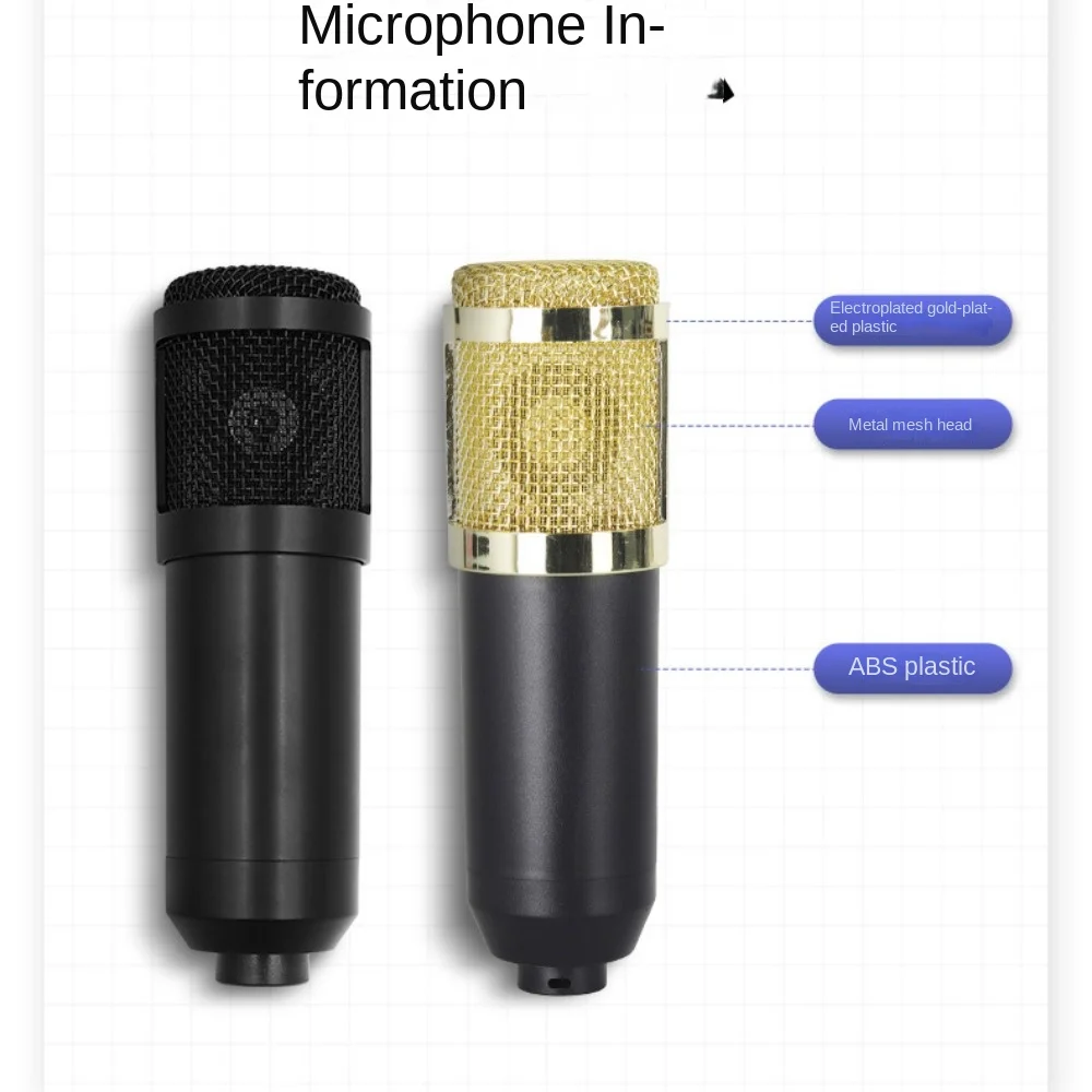 Professional BM800 Condenser Microphone Kit V8Sound Card Set Audio Mixer Live Podcast Equipment Bundle Streaming AudioSmartphone