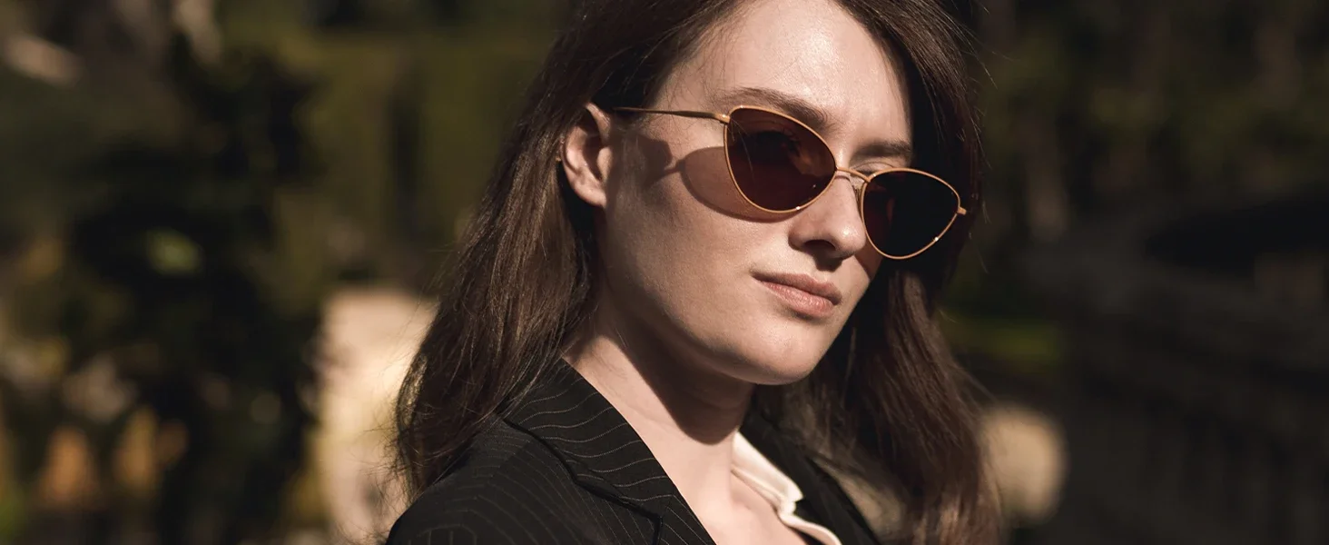 BLUEMOKY Damen-Mode-Sonnenbrille, polarisiert, UV400-Schutz, Frühling, Sommer, Metall, Katzenauge, für Urlaub, Party, leicht – Detail 1