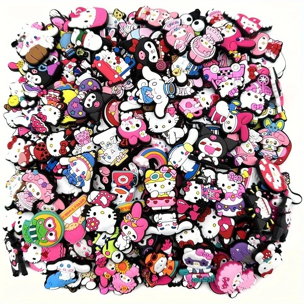 랜덤 10-80개 산리오 시리즈 신발 장식품 프리미엄 품질 PVC DIY 신발 장식 액세서리 크리스마스 선물