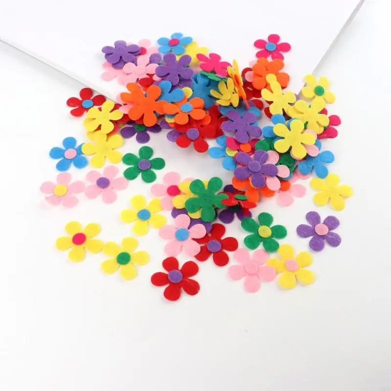 100 Stück farbenfrohe Filzblumen 28 -mm -Stoffblume Verzierungen zum Nähen von Handwerk y08e – Detail 8
