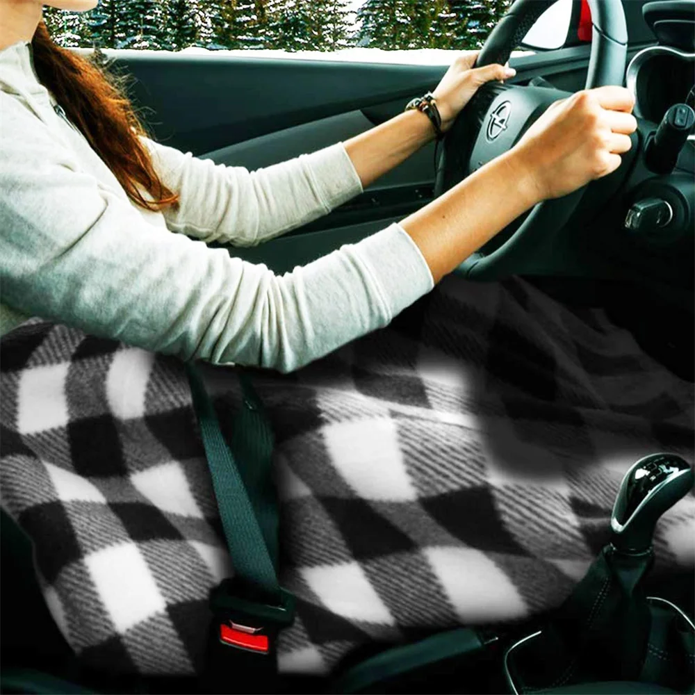 Electric Car Blanket 12 Volt Heated Fleece Travel Throw Constant Temperature Heating Blanket Portable Fleece Heating