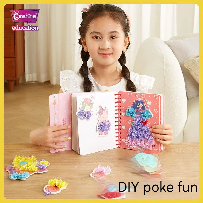 

Kids Hand Painted Dress Up Poking Fun Princess Puncture Replacement Book Sticker Book Girl Stickers Painting Children Diy Toys