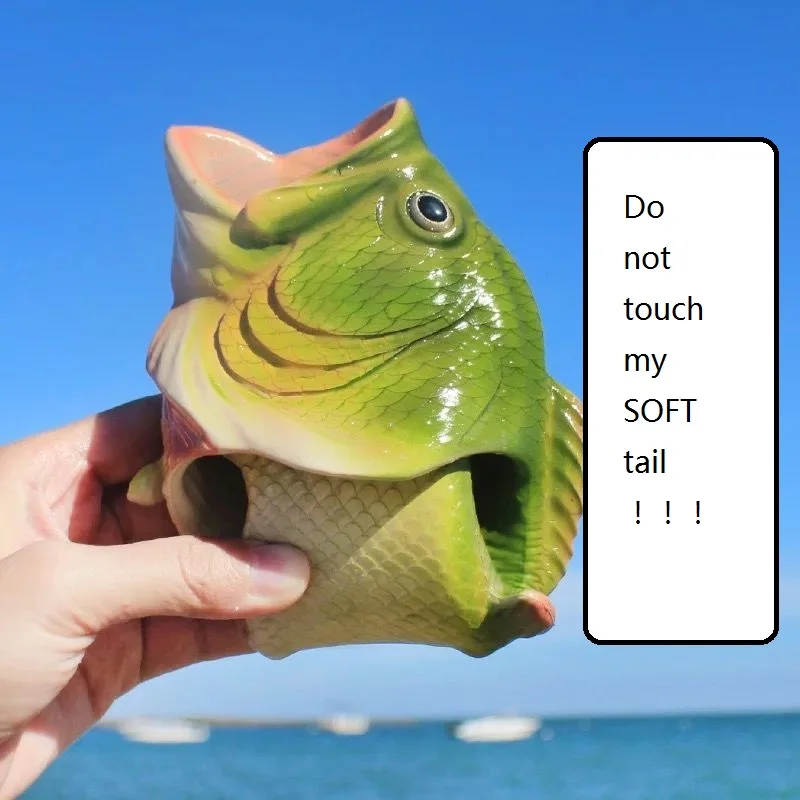 Funny lifelike fish slippers plus size 43- 47 women's weird animal