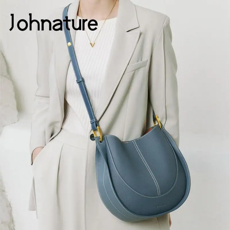 johnature-2024-new-fashion-women-bag-genuine-leather-versatile-shoulder-bags-solid-color-casual-cowhide-crossbody-bags