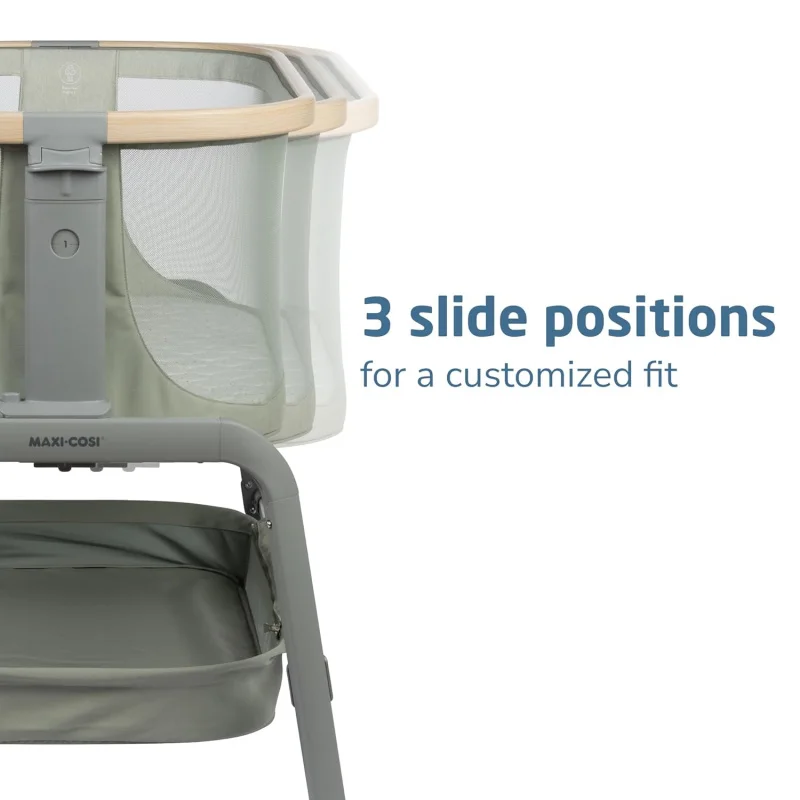 Iora Bassinet Classic Green: Portable Baby Bassinet, Infant Bedside Sleeper Crib, Height Adjustable, Breathable Mesh, Large Stor
