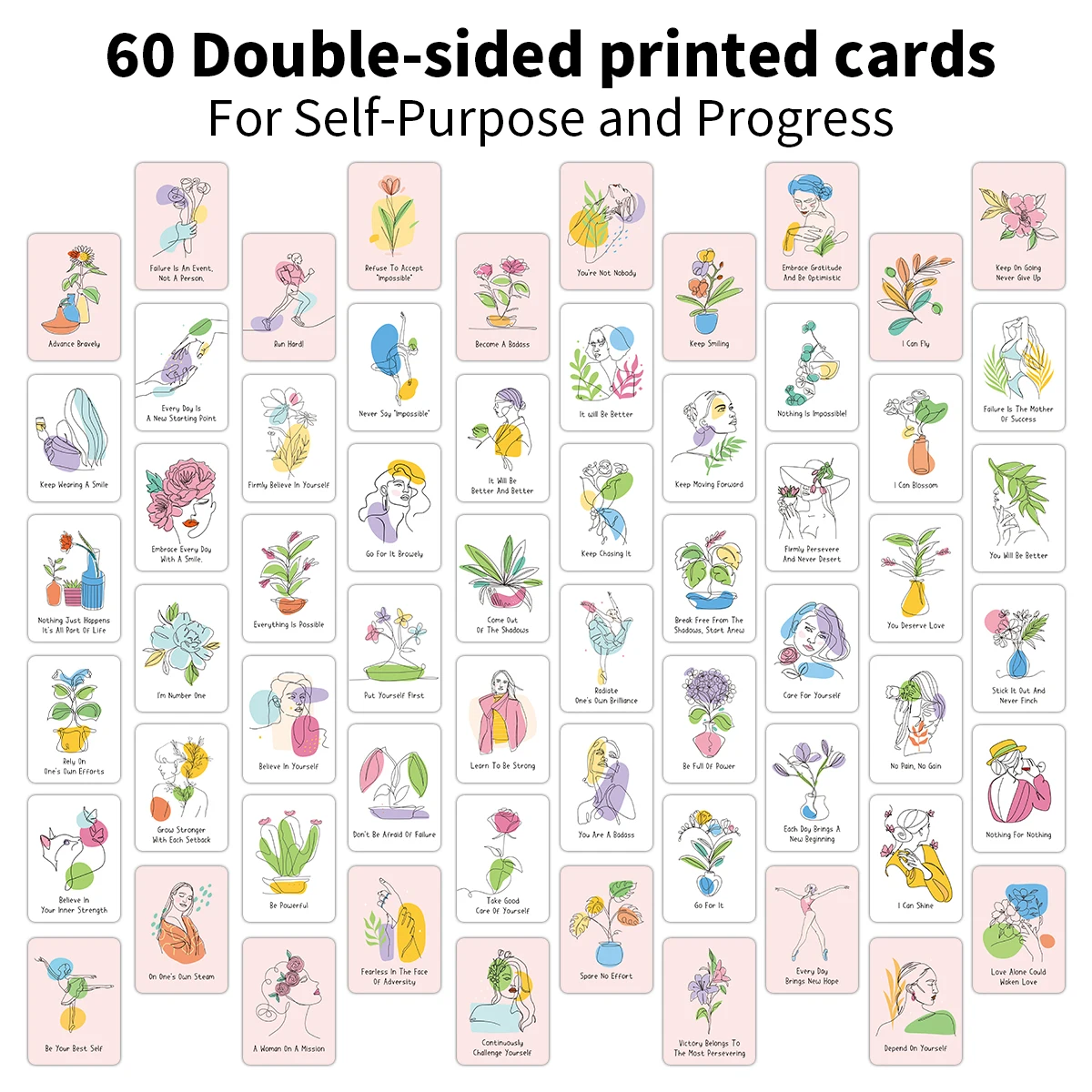 60pcs Badass Affirmation Cards,Double-Sided Printed Motivational Quote Cards,Wellness Gift Self-Care Tool,Office Desk Decor Card