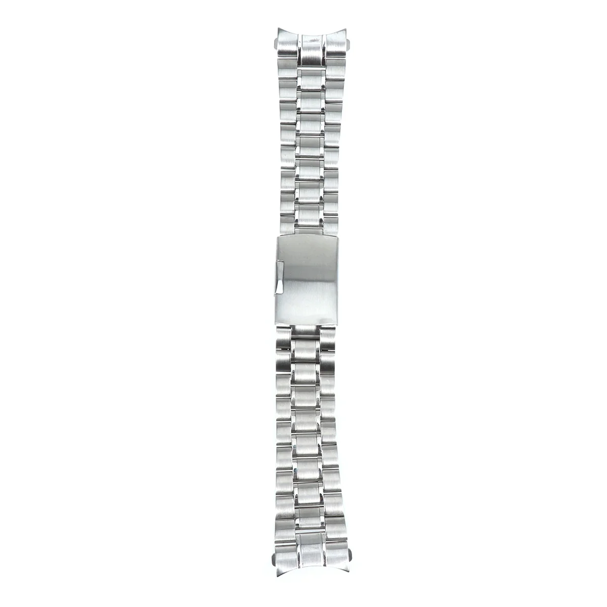 

24mm Stainless Steel Bracelet Watch Band Strap Curved End Solid Links (Silver)