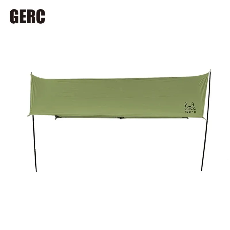 GERC Polyester Outdoor Camping Folding Portable Vinyl Canopy, Sunshade Sun Protection And Rain Protection Camping Cloth, Camping Canopy