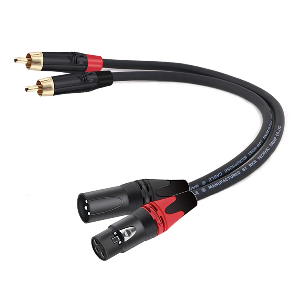 XLR-auf-RCA-Adapterkabel, RCA-Stecker auf 3-polige XLR-Buchse/Stecker, abgeschirmtes Audio-Verlängerungskabel für Verstärker, Mixer, Mikrofon – Detail 9