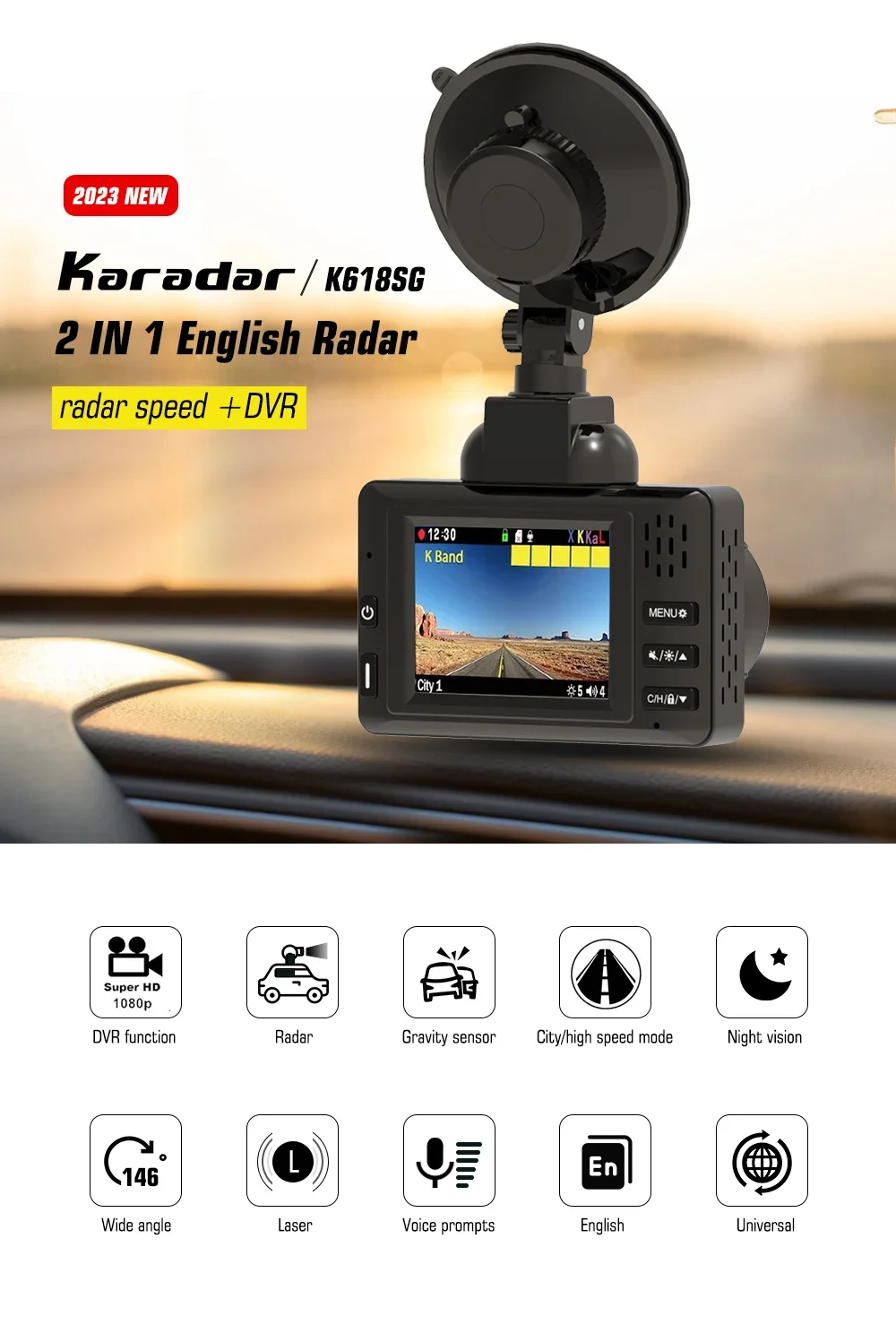 Wholesale Karadar K618SG Car Dashcam GPS Radar Detector Signature