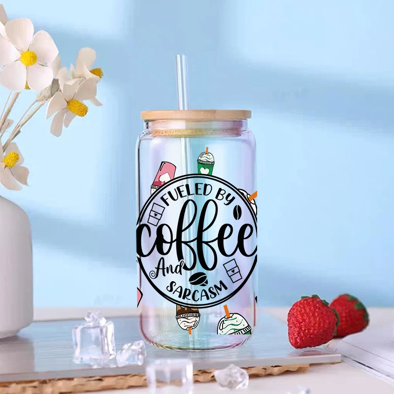 3D UV DTF Transfers Stickers 16oz Cup Wraps Coffee Printed For DIY Glass Ceramic Metal Leather Etc. D3242 dtf transfer sticker