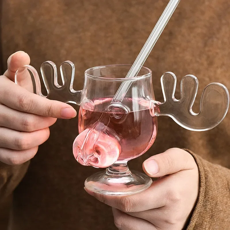 Vacanza di Natale Tazza di alce Tazza di vetro per alce creativo Tazza