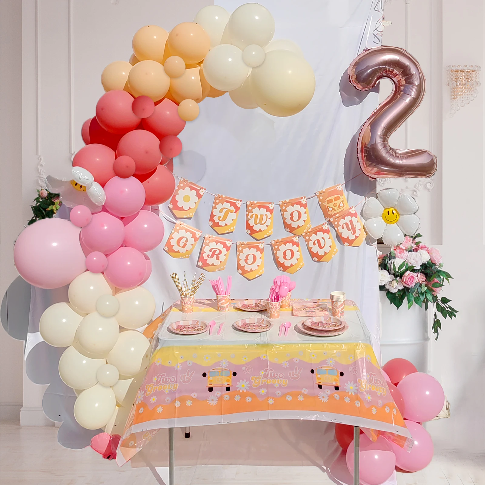 TwoGroovyPartySuppliesHippieSecondBirthdayPartyDecorations