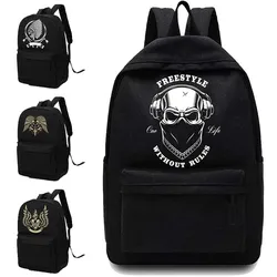 Fashion New Unisex School Bag Canvas Women Backpack Skull Pattern Printed Large Capacity Laptop Bag Portable Travel Sports Bag