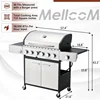 MELLCOM 6 Burner BBQ Propane Gas Grill, 58,000 BTU Stainless Steel Patio Garden Barbecue Grill with Stove and Side Table 2