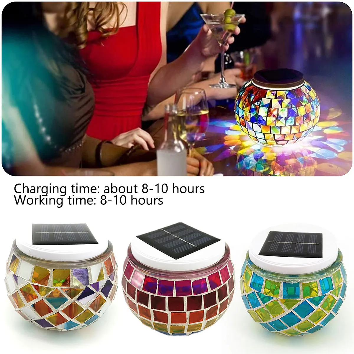 MosaicSolarLightSolarPoweredMosaicGlassBallLightIP44