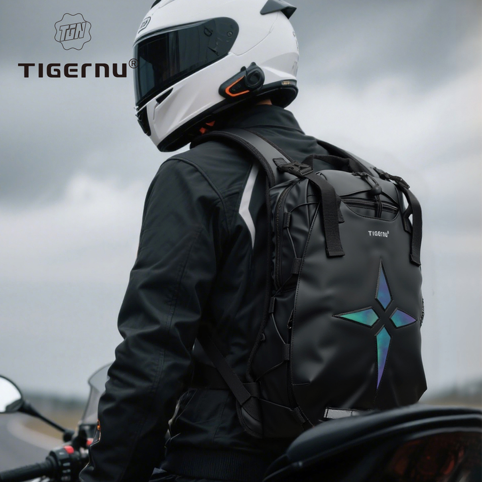 Tigernu Fashion Motorcycle Backpack With USB Ports Outdoor Sports Riding Waterproof Bags Helmet Locomotive Backpack