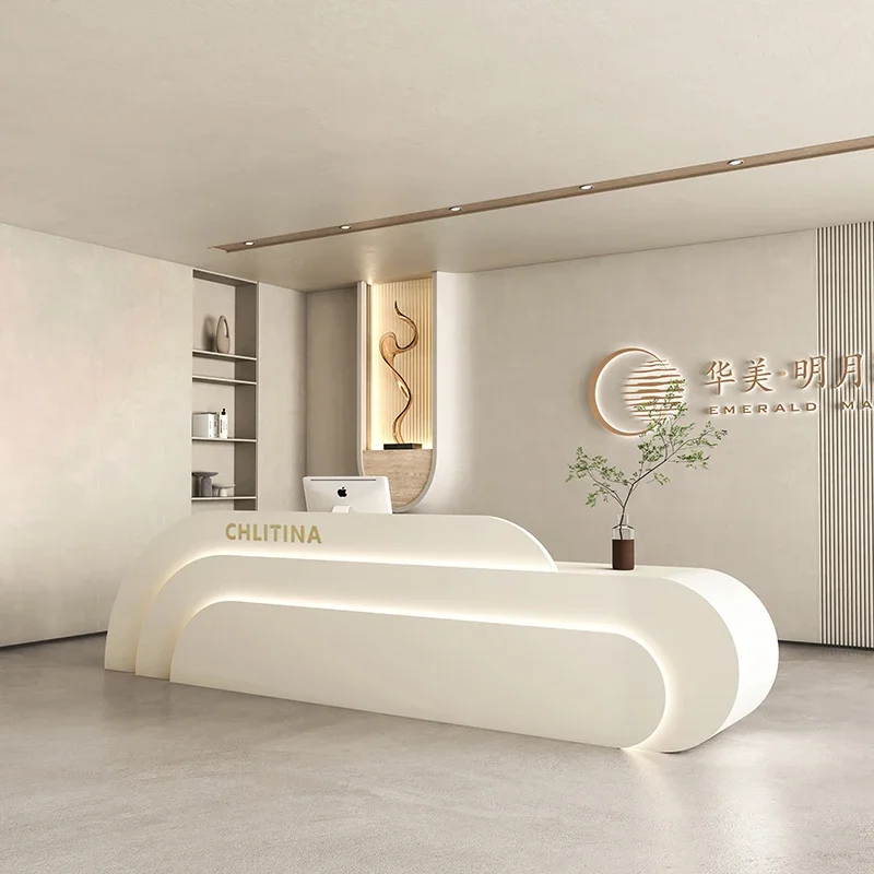 Restaurant Reception Desks Beauty Salon Storage Modern Store White Shop Front Desk Luxury Bancone Reception Luxury Furnitures