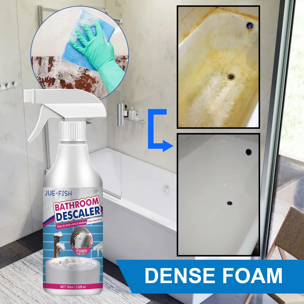 Descaling Cleaning Agent Powerful Stains Remover Quickly Remove Foam Cleaning Agent for Bathtub Toilet Shower Sink Glass Ceramic