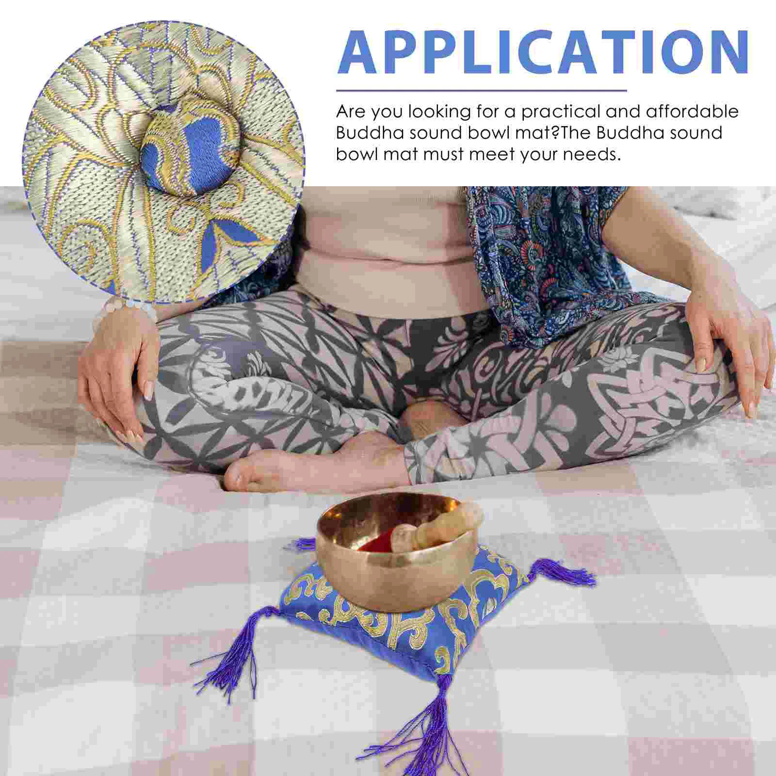 Bowl Singing Cushion Buddha Sound Bowl Pad Decorative Pad Buddhist Mat Protective Holder Buddhism Accessory Meditation Mat 3