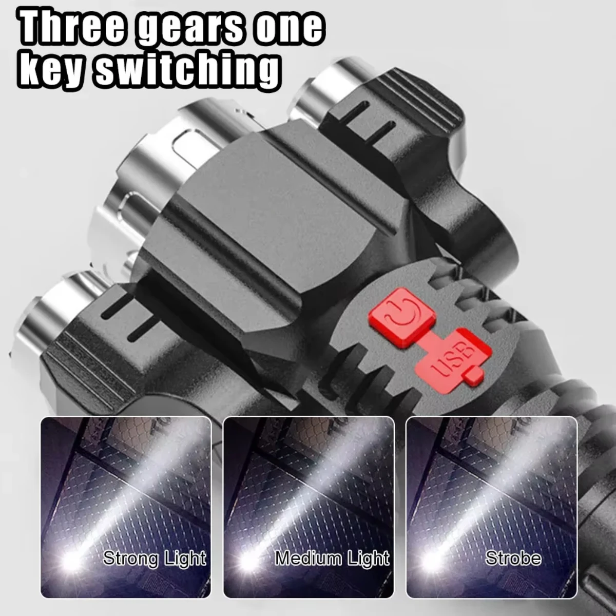 3LED Strong Waterproof LED Flashlight, Portable Camping Bike Light, Remote Outdoor, Car Emergency, Life-Saving Equipment 5
