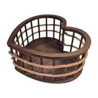 Baby Photography Props Retro and Old Heart-shaped Basin Furniture Studio Photo Backdrop Basket Newborn Photoshoot Accessories 3