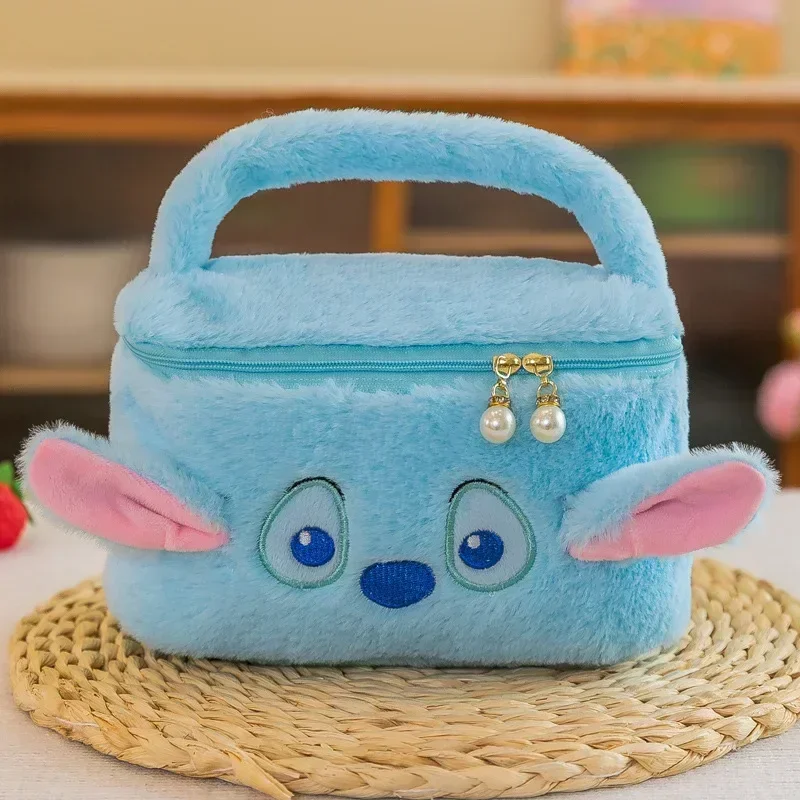 

MINISO Большая вместительная сумка для хранения косметики Ститч Disney аниме Косметичка женская портативная мультяшная фигурка плюшевая сумка
