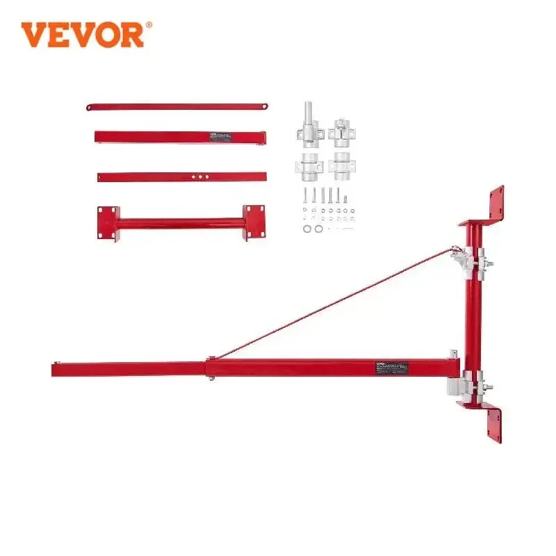 VEVOR Electric Hoist Support Arm Swing Holder with Pole Steel Hoist Frame 180&deg; Scaffold Winch Lifting Arm for Workshop Garage
